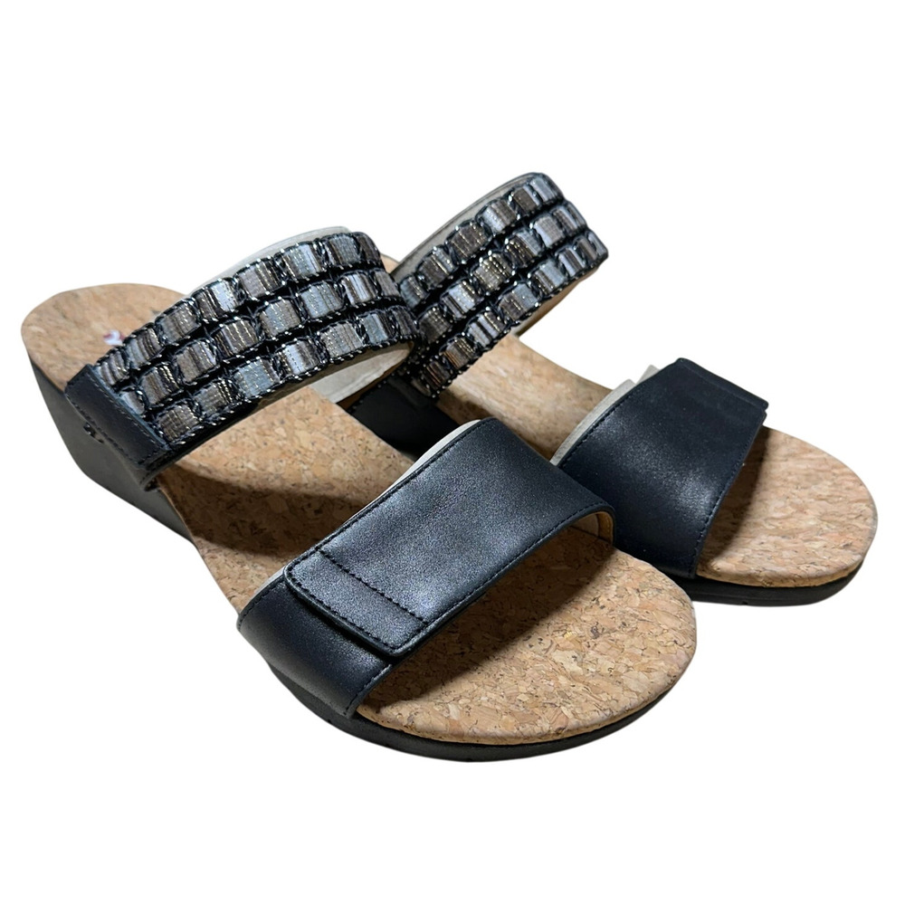 Revere Women's Sorrento Onyx Wedge Sandal Size 12M New In Box Condition